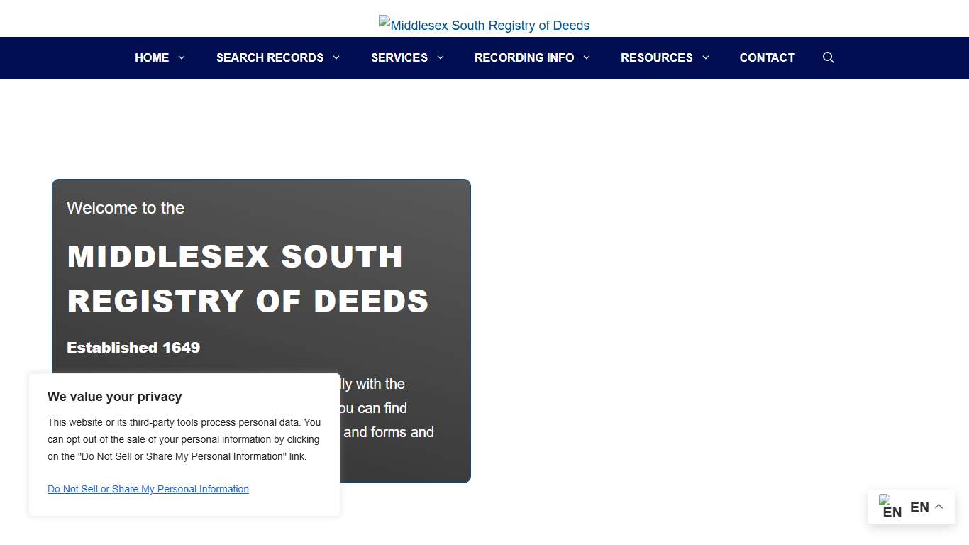 Middlesex South Registry of Deeds - Real Estate Records for Middlesex County